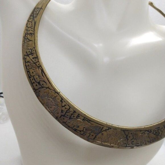 Midcentury 1970 Egyptian collar choker necklace Celtic scroll - Picture 2 of 3